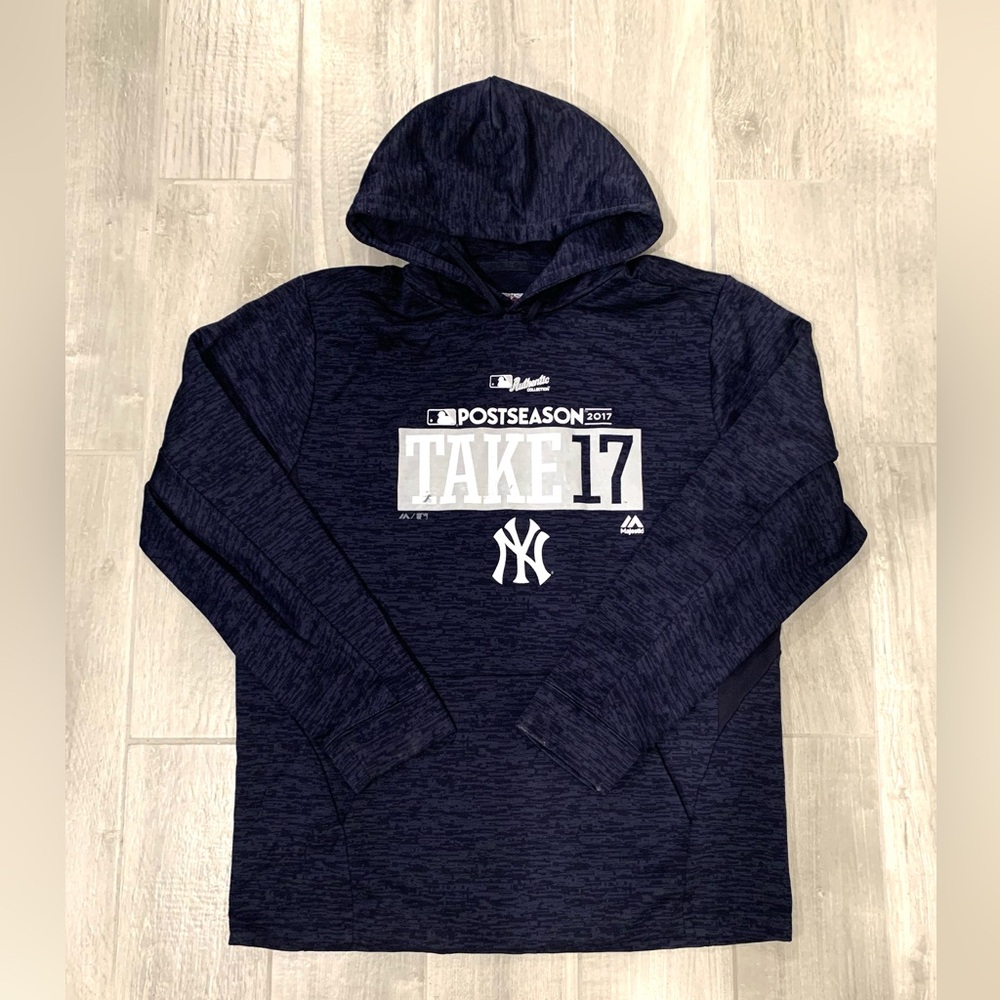 Yankees 2017 Postseason Hoodie – Navy Blue – Men’s Large (Majestic Authentic)